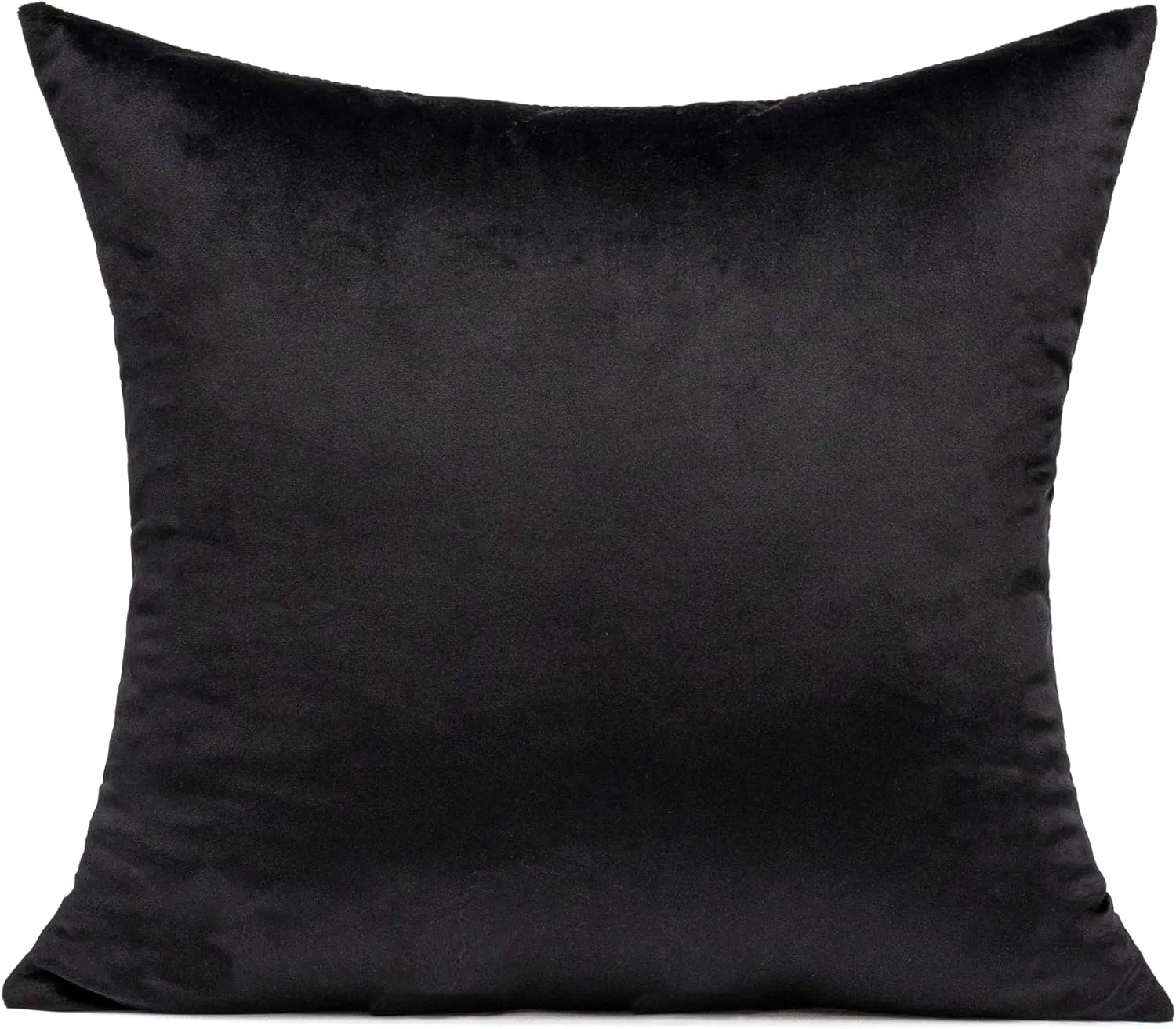 Velvet Throw Pillow Covers 16x16 Black Decorative Couch Cushion Cases Pillowcases Soft Solid Warm Cozy Square Home Decor for Sofa Chair Bedroom Car Set of 2 pieces, 16"x16