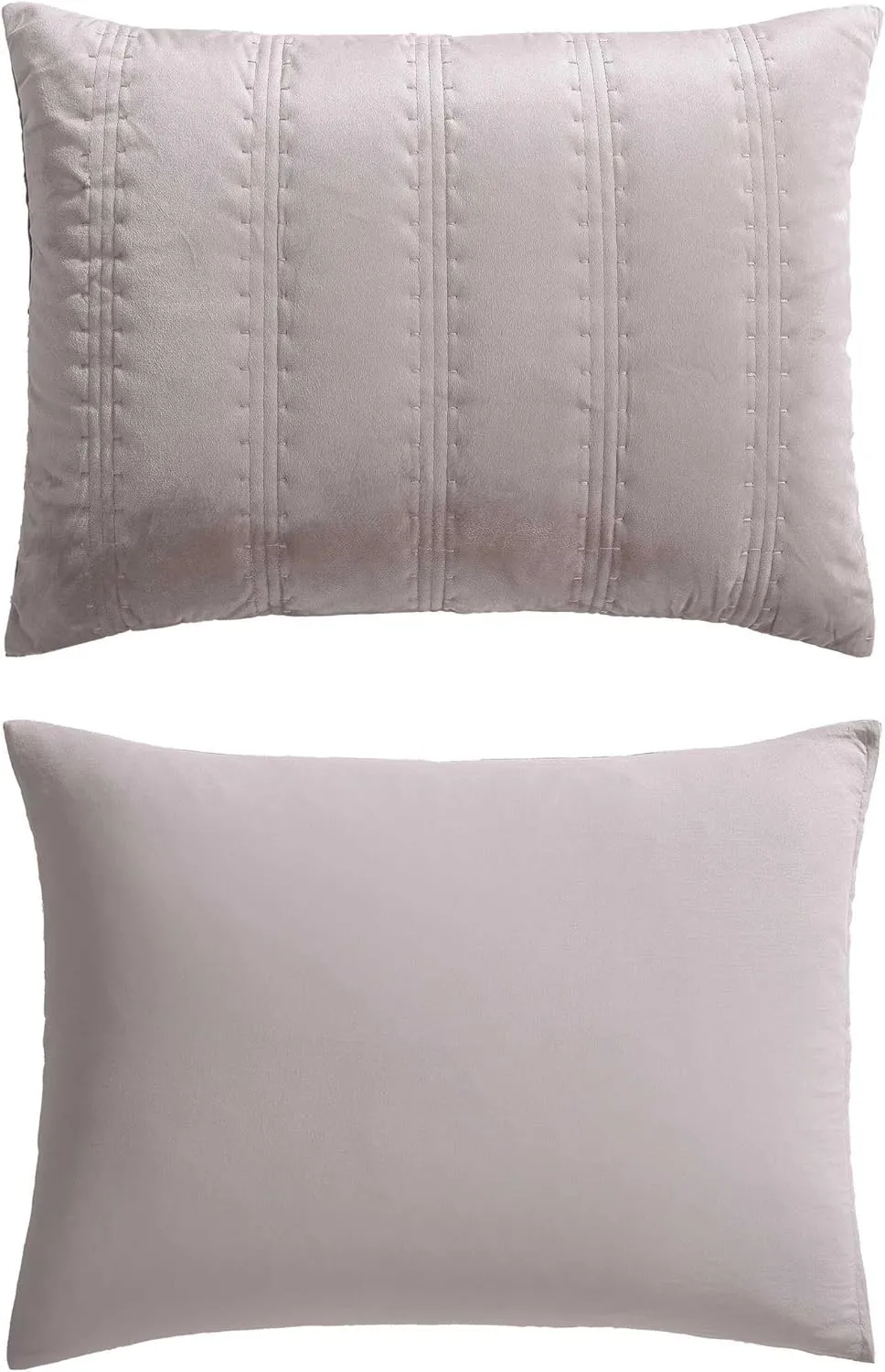 Vera Wang - Queen Quilt Set, Super Soft Bedding Set with Matching Shams, Modern Room Essentials (Velvet Linear Stitch French Clay, Queen)
