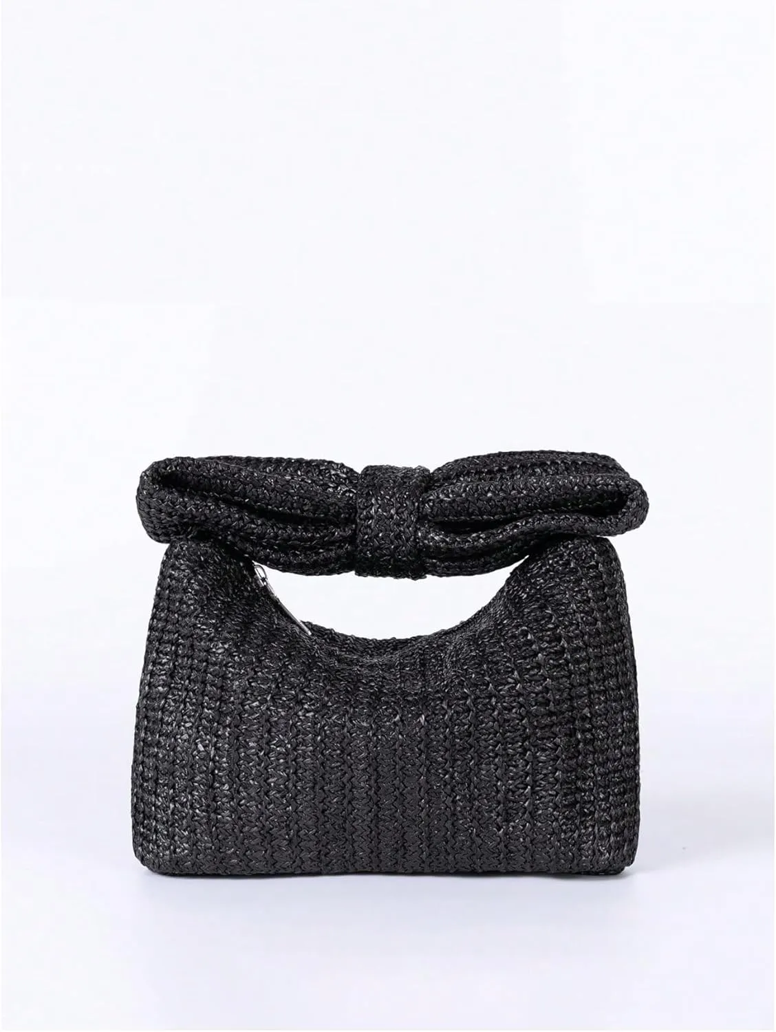 Verdusa Women's Bow Wrist Handbags Woven Purse Top Handle Straw Clutches