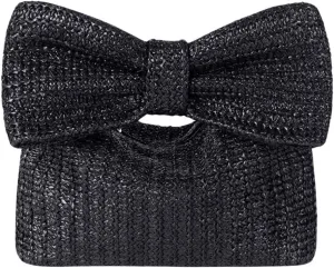 Verdusa Women's Bow Wrist Handbags Woven Purse Top Handle Straw Clutches