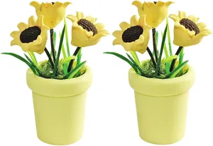 VICASKY 2pcs Miniature Sunflower Decor Lifelike Potted Plant for Doll House Tiny Bonsai Ornament for Home Desktop and Landscape Dollhouse Layout Prop