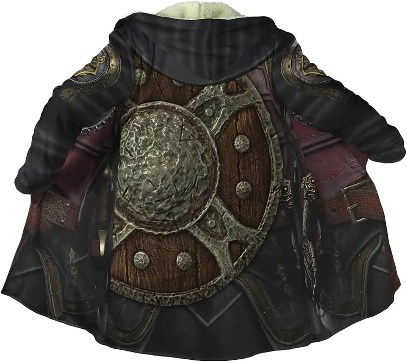Viking Men's Winter Warm Robe, Valhalla Warrior Armor, 3D Printed Tattoo Winter Warm Coat Parka, Horn Button Design