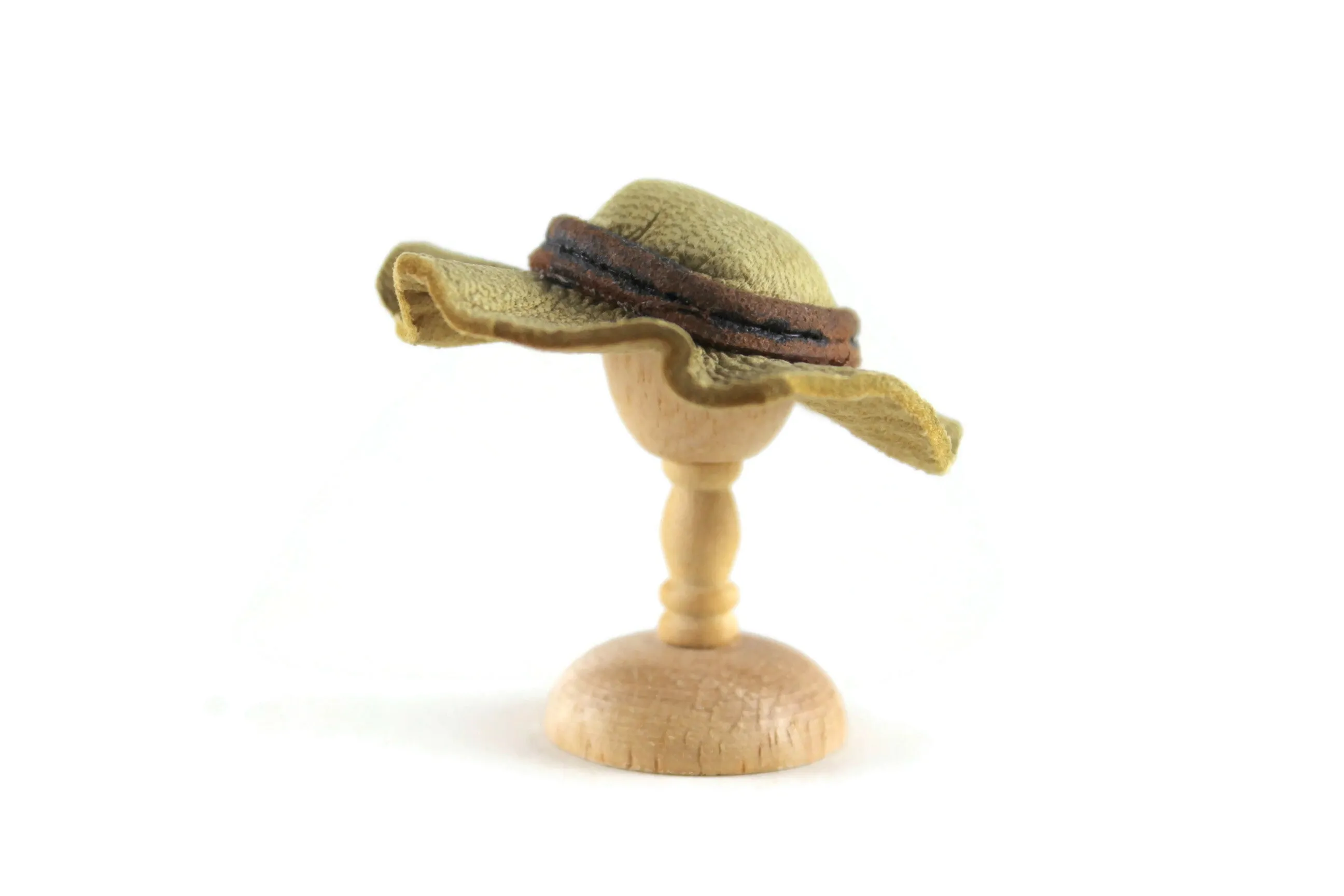 Vintage 1:12 Miniature Dollhouse Beige & Brown Hat