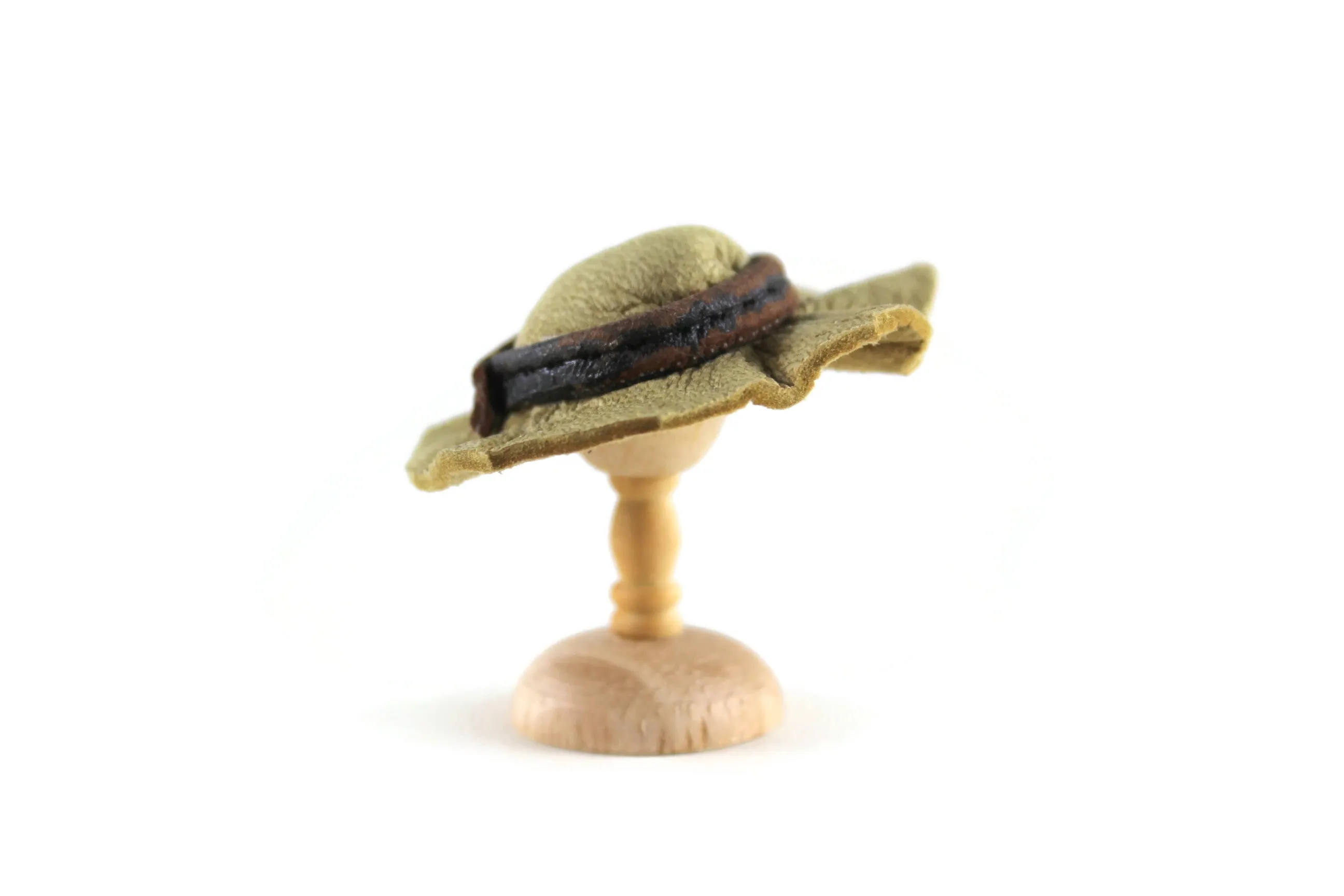 Vintage 1:12 Miniature Dollhouse Beige & Brown Hat