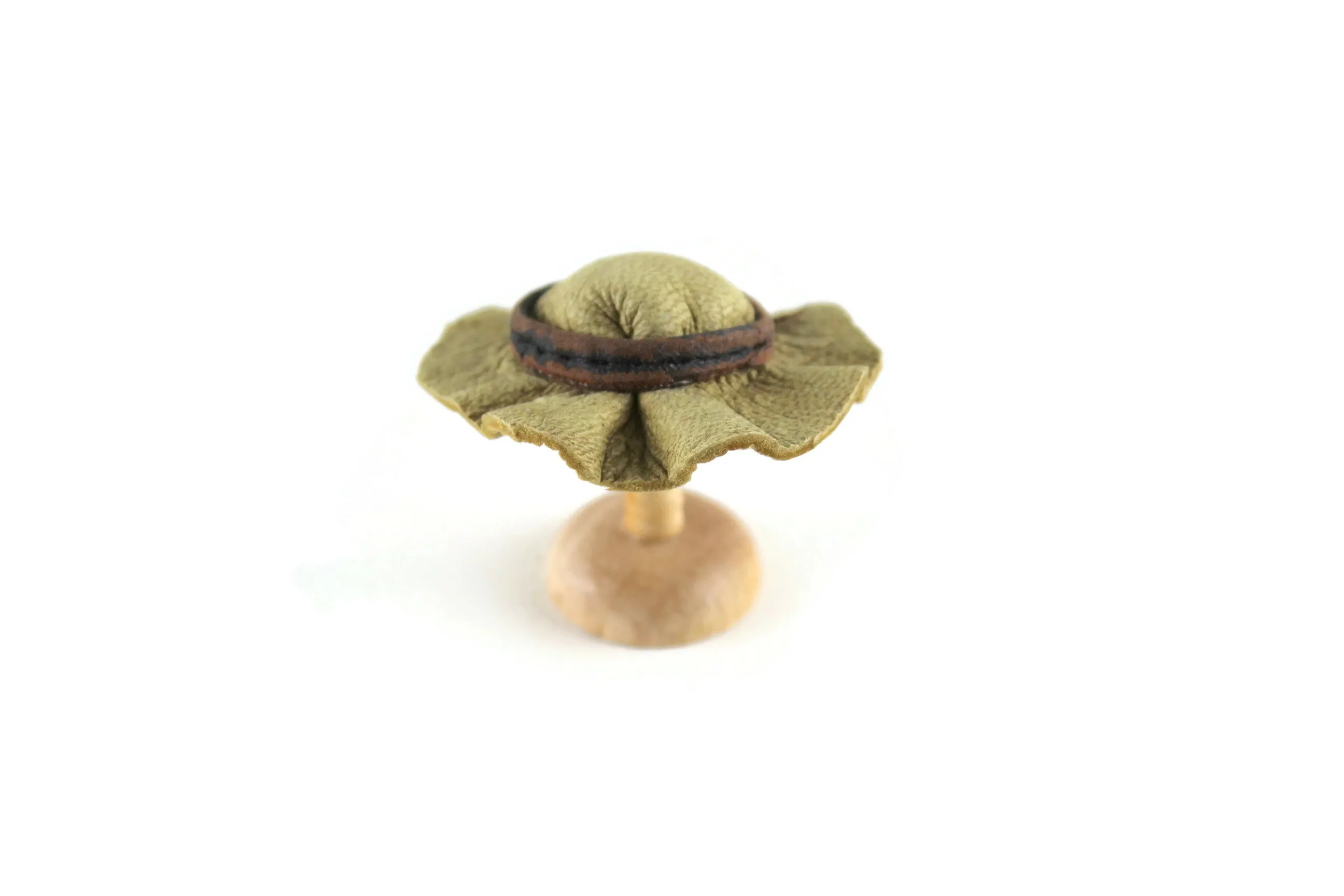 Vintage 1:12 Miniature Dollhouse Beige & Brown Hat