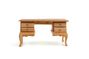 Vintage 1:12 Miniature Dollhouse Oak Writing Desk