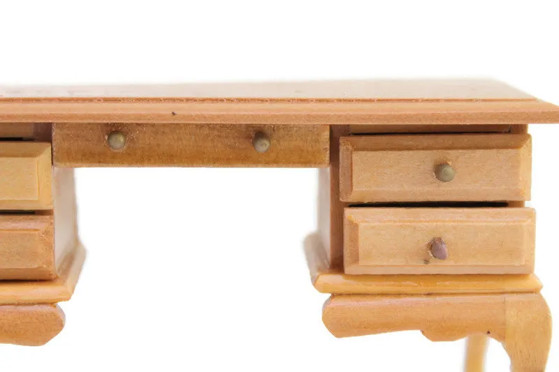 Vintage 1:12 Miniature Dollhouse Oak Writing Desk