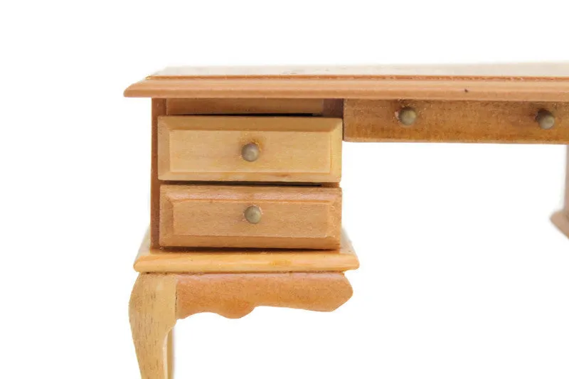 Vintage 1:12 Miniature Dollhouse Oak Writing Desk