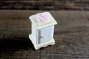 Vintage 1:12 Miniature Dollhouse White Wooden End Table, Side Table or Nightstand