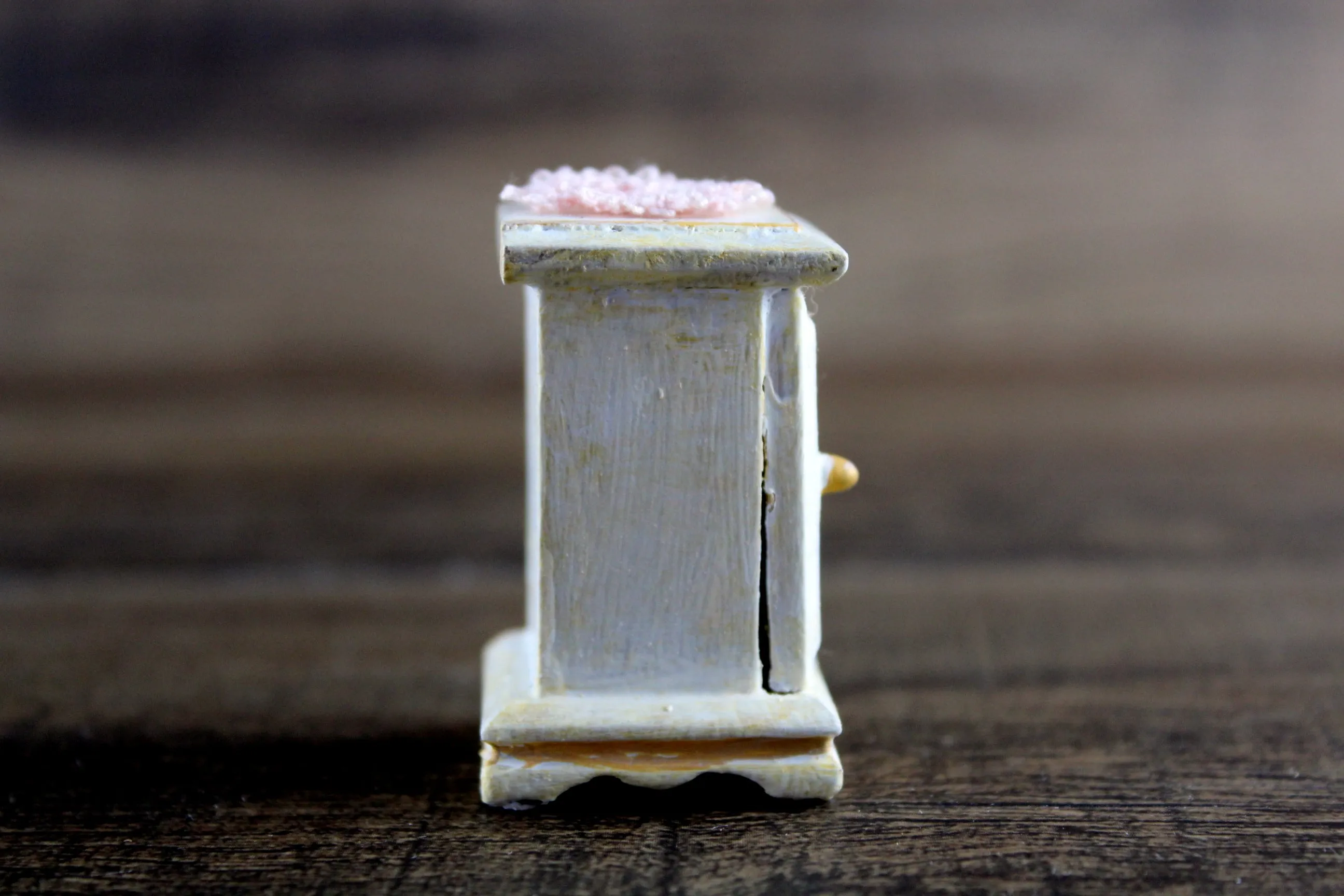 Vintage 1:12 Miniature Dollhouse White Wooden End Table, Side Table or Nightstand