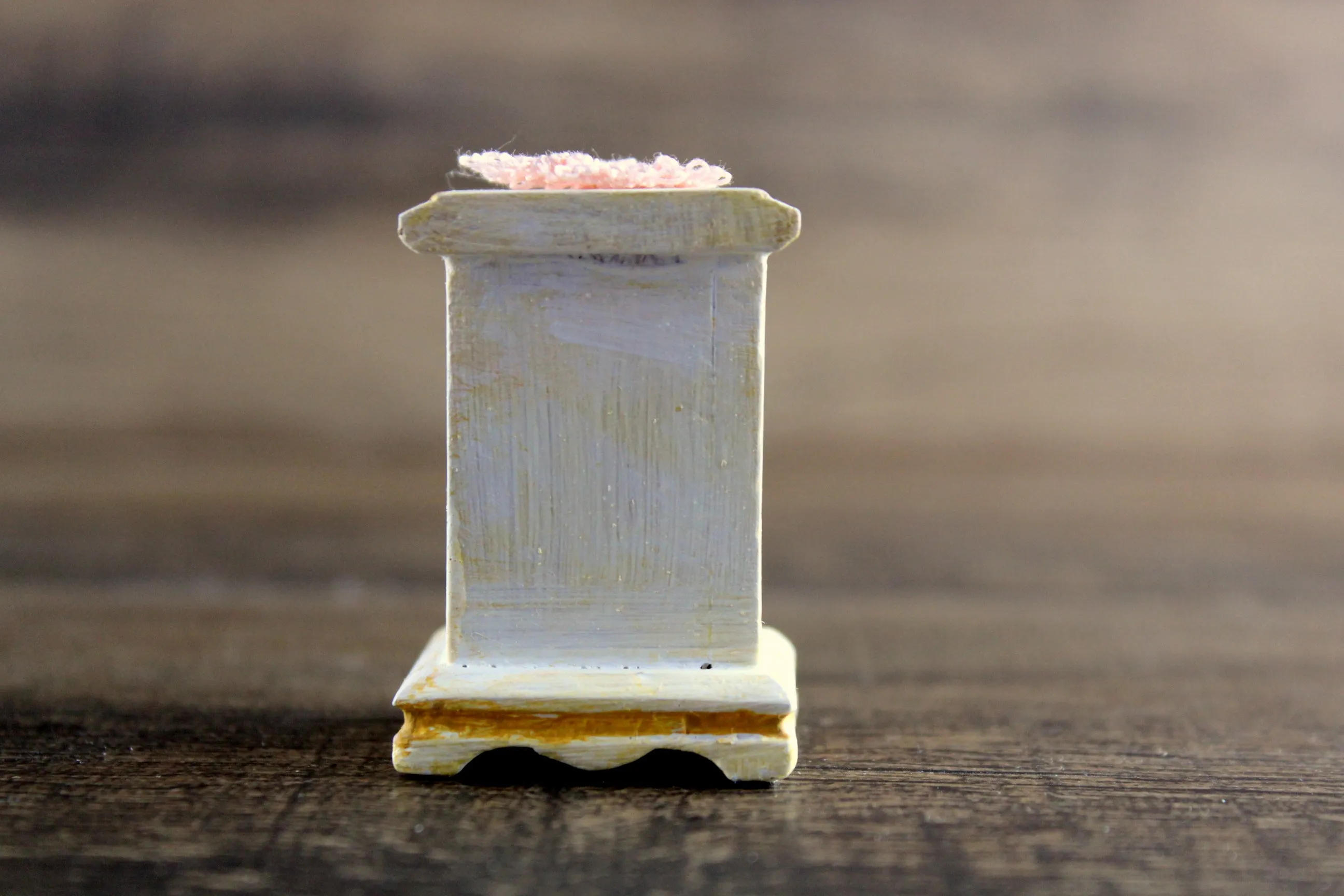 Vintage 1:12 Miniature Dollhouse White Wooden End Table, Side Table or Nightstand