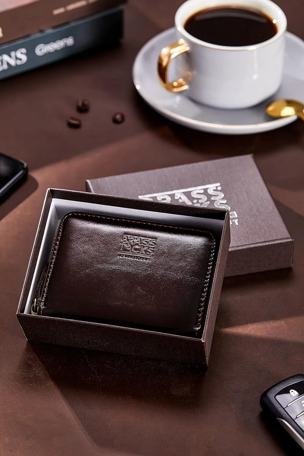 Vintage Full Top Grain Leather Wallet RFID Blocking Multi Card Case with Zipper Pocket Card Holder for Men Women Gift Box