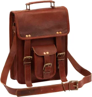 Vintage Genuine Leather Unisex-Adult Tablet Bag, Brown, 13" x 10" x 3.5"