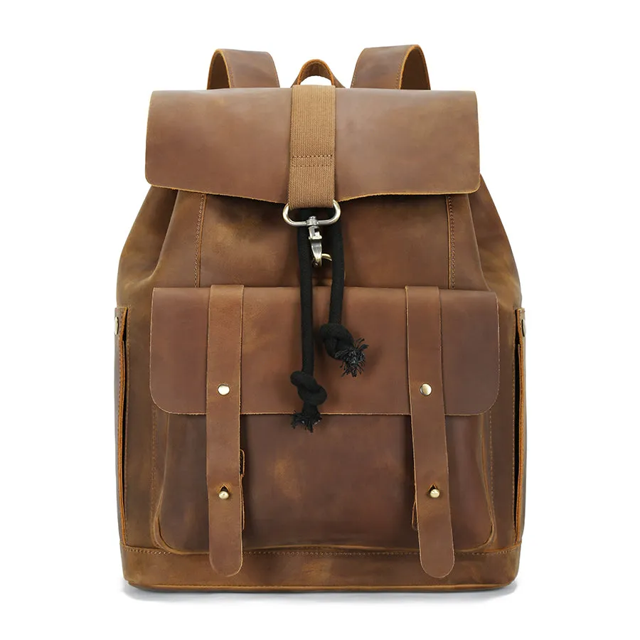 Vintage Leather Anti-theft Travel Laptop Backpack