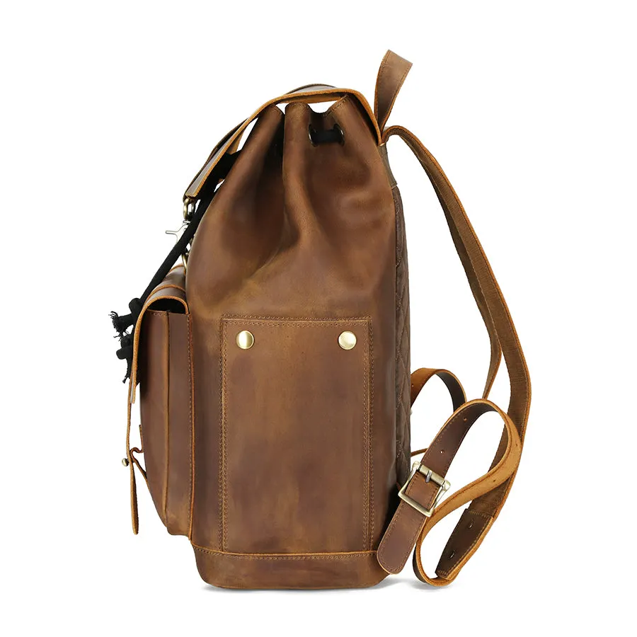 Vintage Leather Anti-theft Travel Laptop Backpack