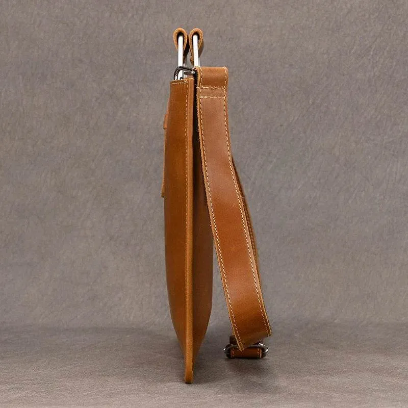 Vintage Style Men's Leather Briefcase Slim Working Tote Designer Bag