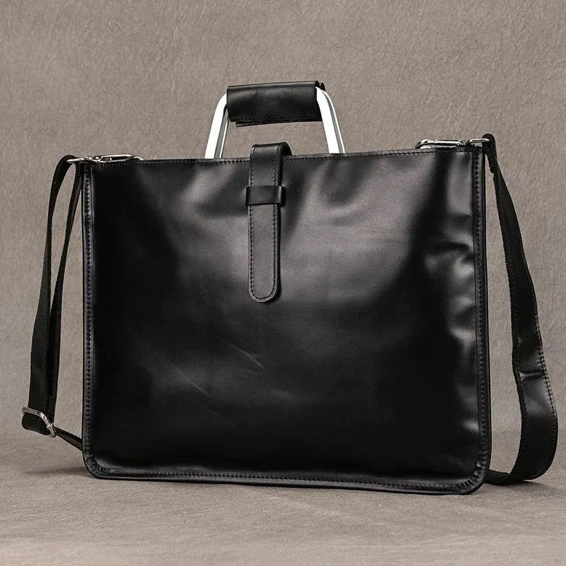 Vintage Style Men's Leather Briefcase Slim Working Tote Designer Bag