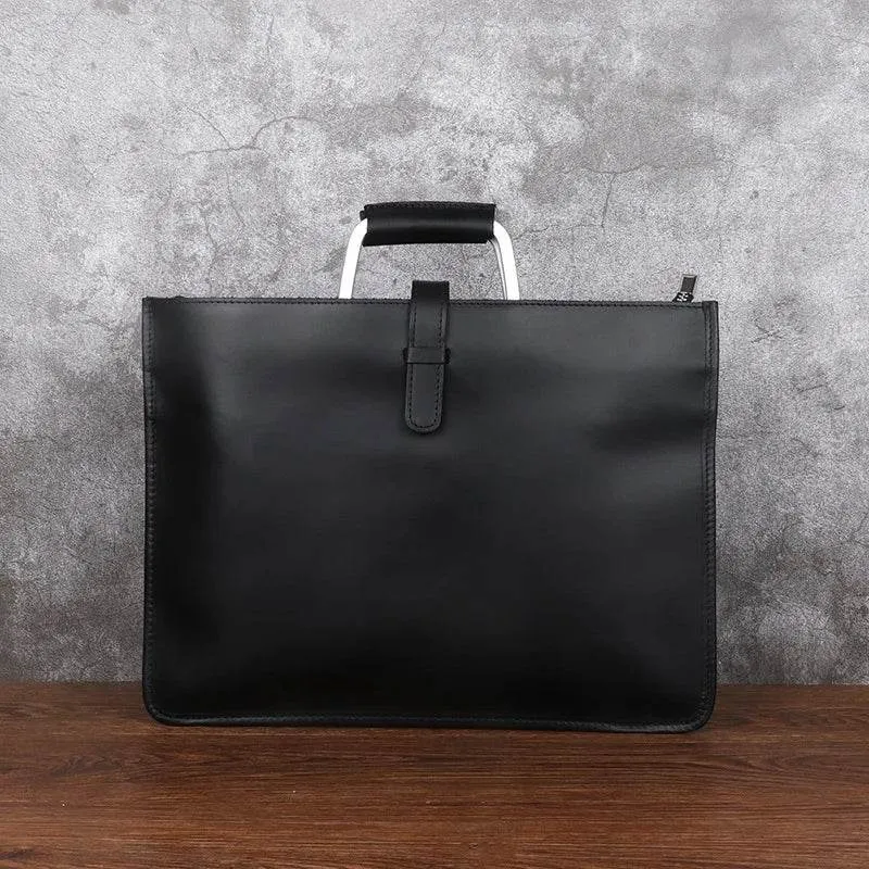 Vintage Style Men's Leather Briefcase Slim Working Tote Designer Bag