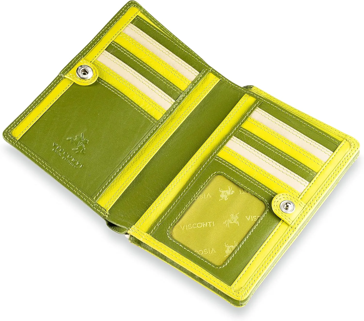 Visconti Penang RB109 Ladies Multi Colored Leather Organizer Card Holder Wallet Purse 4" x 6" (Green Multi)