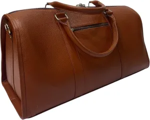 Voyager Cowhide Leather Duffel Bag – Travel & Gym Bag in Medium and Large (Dark Brown, Caramel Brown, Black). (Cramel Brown, Large)