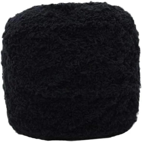 Warm Coral Fleece Fluffy Knitting Yarn Shaggy Black Fur Yarn Acrylic Velvet Knitting Yarn DIY Fluffy Dolls Blanket Sweater Scarf Handbag Total 5 Skeins