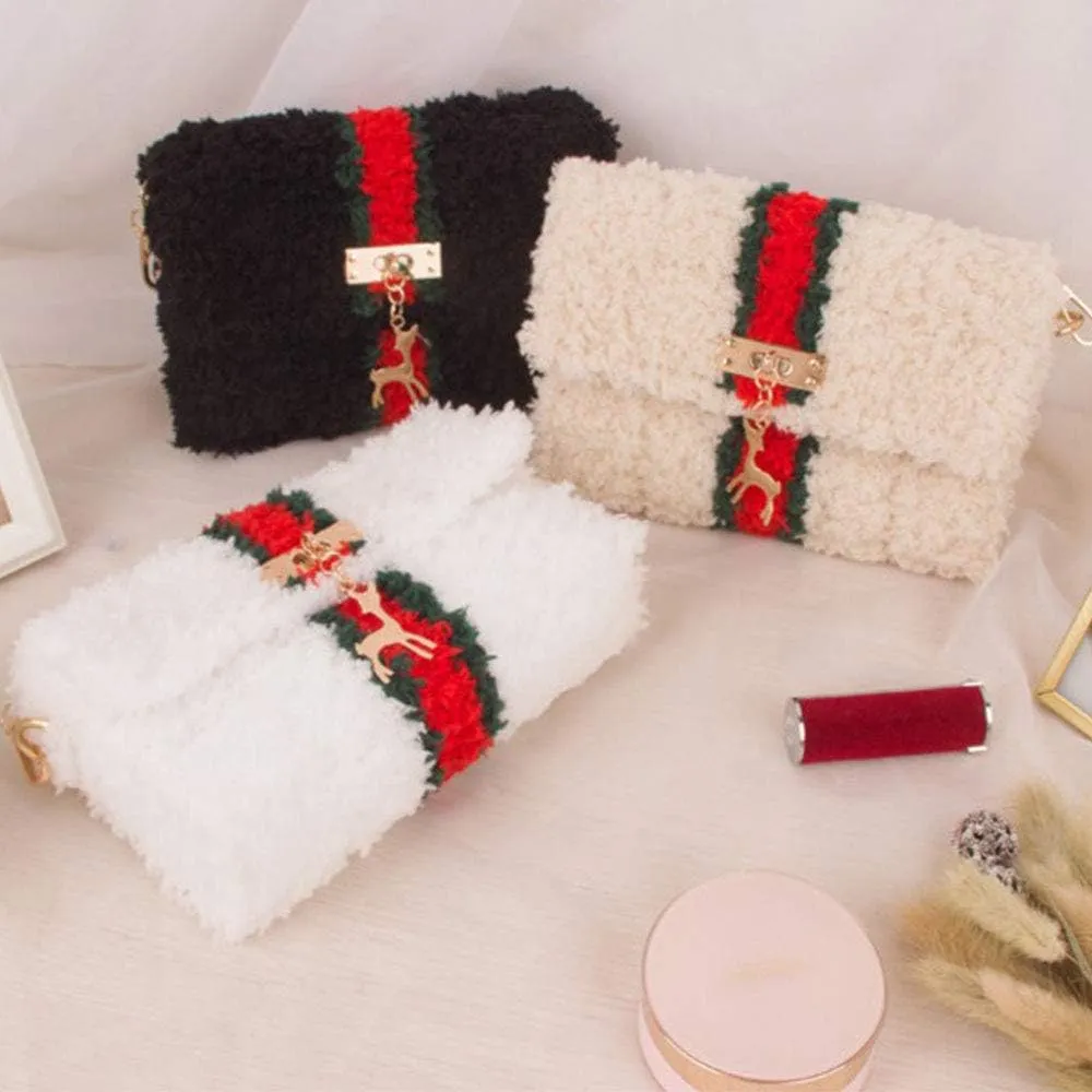 Warm Coral Fleece Fluffy Knitting Yarn Shaggy Black Fur Yarn Acrylic Velvet Knitting Yarn DIY Fluffy Dolls Blanket Sweater Scarf Handbag Total 5 Skeins