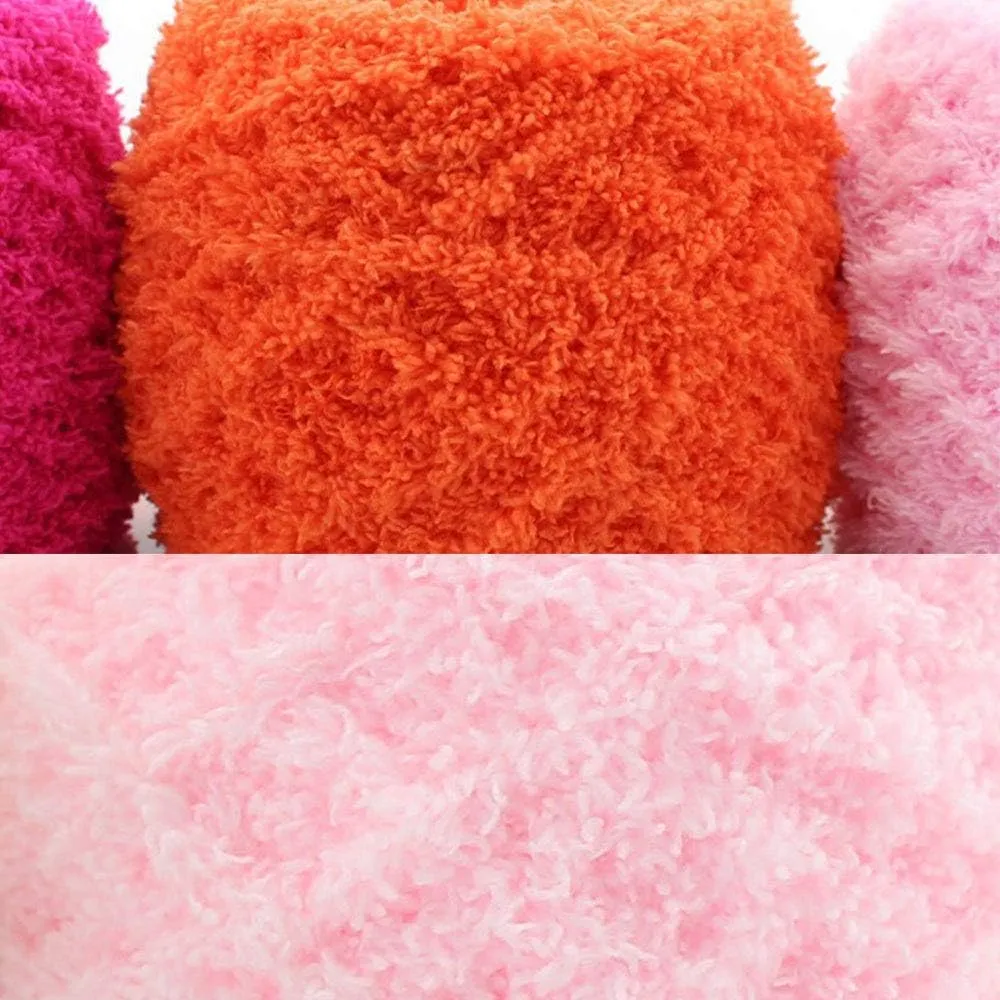 Warm Coral Fleece Fluffy Knitting Yarn Shaggy Bright Yellow Fur Yarn Acrylic Velvet Knitting Yarn DIY Fluffy Dolls Blanket Sweater Scarf Handbag Total 5 Skeins