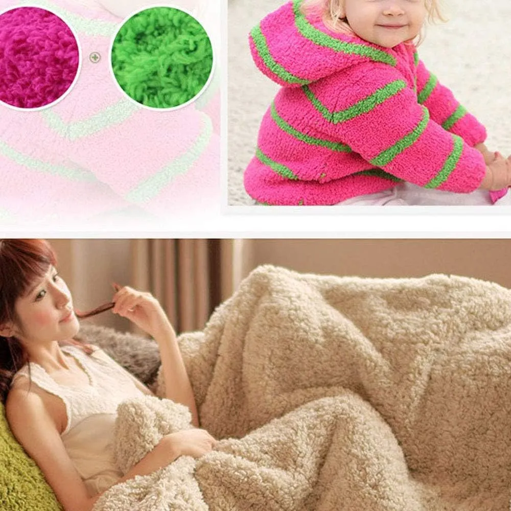 Warm Coral Fleece Fluffy Knitting Yarn Shaggy Bright Yellow Fur Yarn Acrylic Velvet Knitting Yarn DIY Fluffy Dolls Blanket Sweater Scarf Handbag Total 5 Skeins