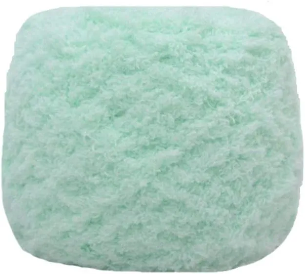 Warm Coral Fleece Fluffy Knitting Yarn Shaggy Light Green Fur Yarn Acrylic Velvet Knitting Yarn DIY Fluffy Dolls Blanket Sweater Scarf Handbag Total 5 Skeins