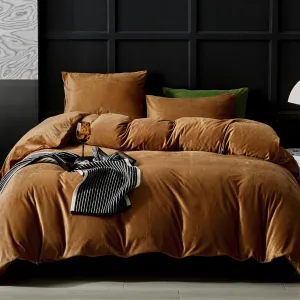 WARMDERN Camel Velvet Duvet Cover King Size Flannel Duvet Cover Bedding Sets, 3pcs Ultra Soft Luxury Textured Modern Crystal Velvet Duvet Covers with Zipper Closure(Camel, King)