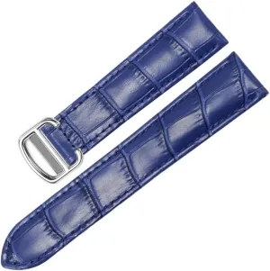 Watch Band for Cartier Tank Solo Ronde DE Genuine Leather Watch Chain Folding Buckle Watch Strap Accessories Watch Bracelet Belt (Color : 10mm Gold Clasp, Size : 18mm)