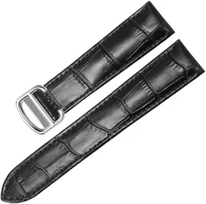 Watch Band for Cartier Tank Solo Ronde DE Genuine Leather Watch Chain Folding Buckle Watch Strap Accessories Watch Bracelet Belt (Color : 10mm Gold Clasp, Size : 20mm)