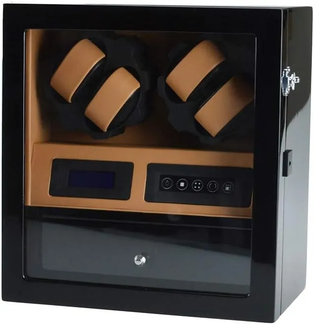 Watch Winder Box for 4 Automatic Watches   5 Storage, Touch Screen, Blue LEd Light, Extremely Silent Motor Watch Winder Display Watch Box Watch Storage Gift