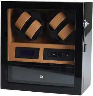 Watch Winder Box for 4 Automatic Watches   5 Storage, Touch Screen, Blue LEd Light, Extremely Silent Motor Watch Winder Display Watch Box Watch Storage Gift