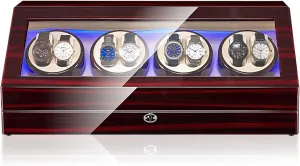 Watch Winder For 8 12 Storages,Wood Shell Piano Paint Exterior And Extremely Silent Motor,Led Illumination Automatic Watch Box For Ladies And Men'S Wrist Watches,Sandalwood V1