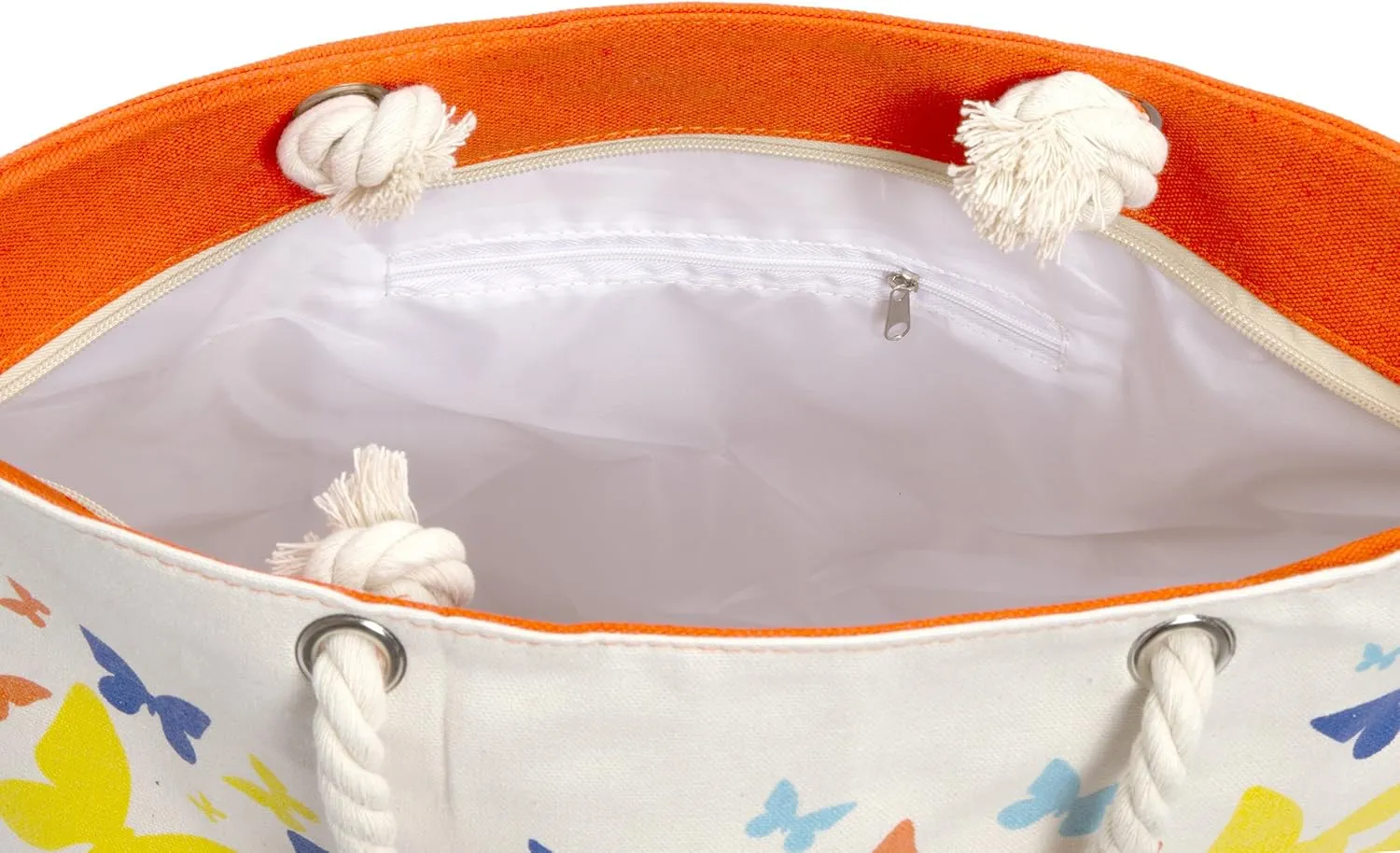 Waterproof Canvas Rope Handle Beach Tote Bag (Butterfly)