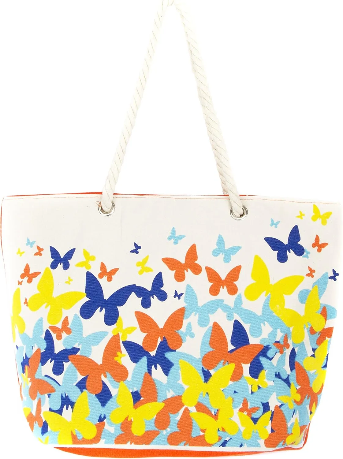 Waterproof Canvas Rope Handle Beach Tote Bag (Butterfly)