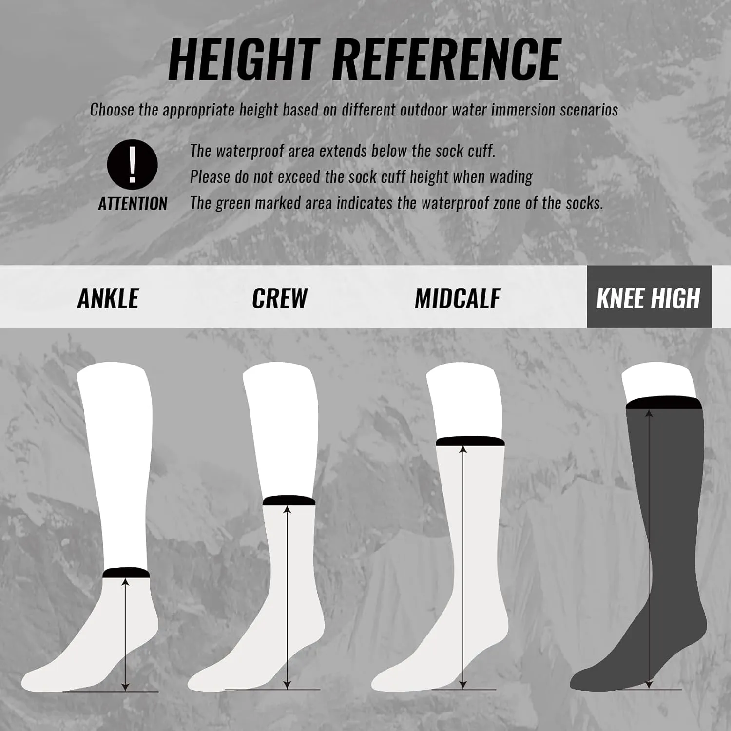 Waterproof Socks Knee High Long Socks,Thermal Ligthweight Breathable,Hiking,Cycling,Running,Skiing