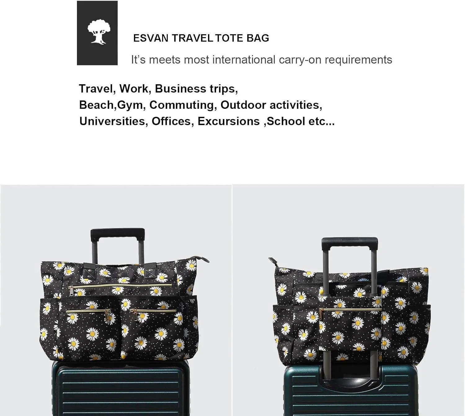 Weekender Bag Carry On Bag Overnight Tote Travel Duffle with 13 Pockets for Travel,Work，Gym,Beach,Teacher,Nurse