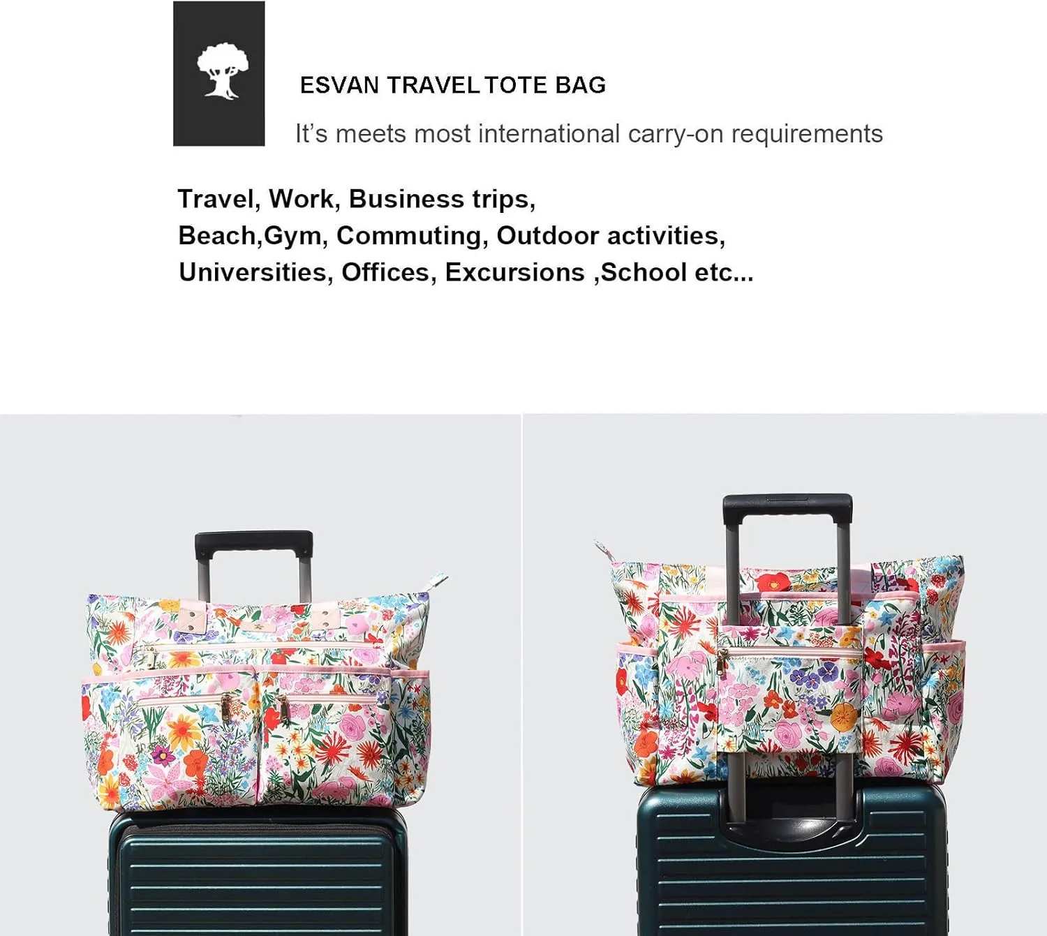 Weekender Bag Carry On Bag Overnight Tote Travel Duffle with 13 Pockets for Travel,Work，Gym,Beach,Teacher,Nurse
