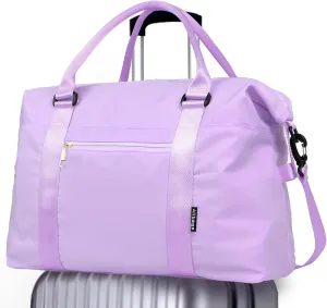 Weekender Bags Travel Duffel Bag Carry On Bag Overnight Bag Sports Tote Gym Bag with Trolley Sleeve Wet Pocket Laptop Compartment for Women (Purple)