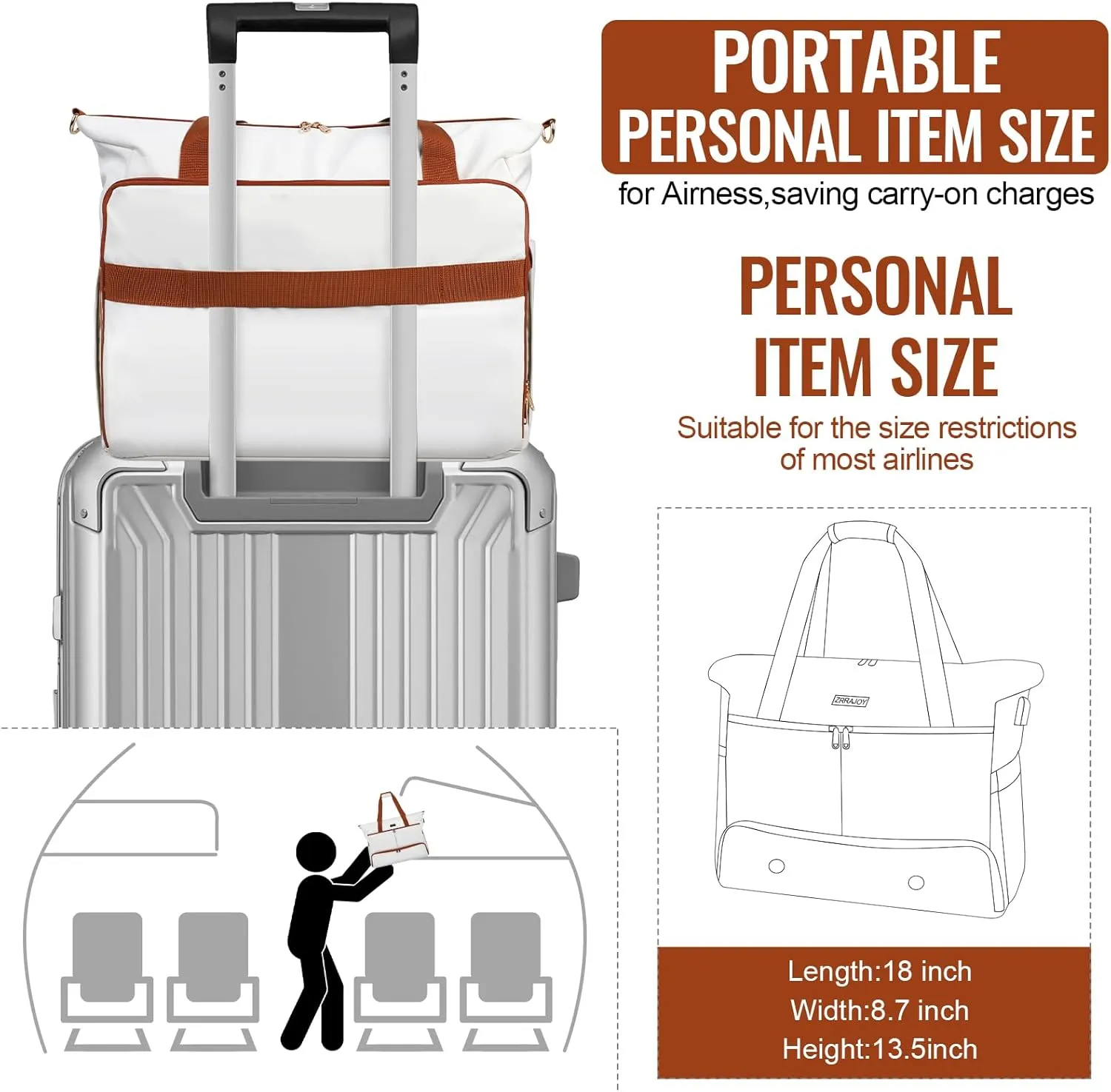 Weekender Overnight Bag for Women, Large Travel Duffel with Shoe Compartment, Wet Pocket, USB Charging Port, Carry-On Gym Tote Bag (Beige Brown)