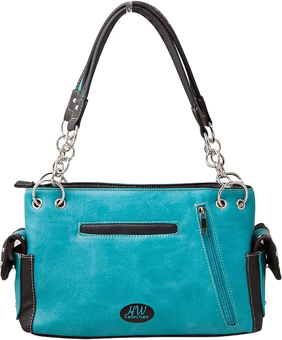 Western Colorful Owl Art Hearts Women Shoulder Handbag Purse