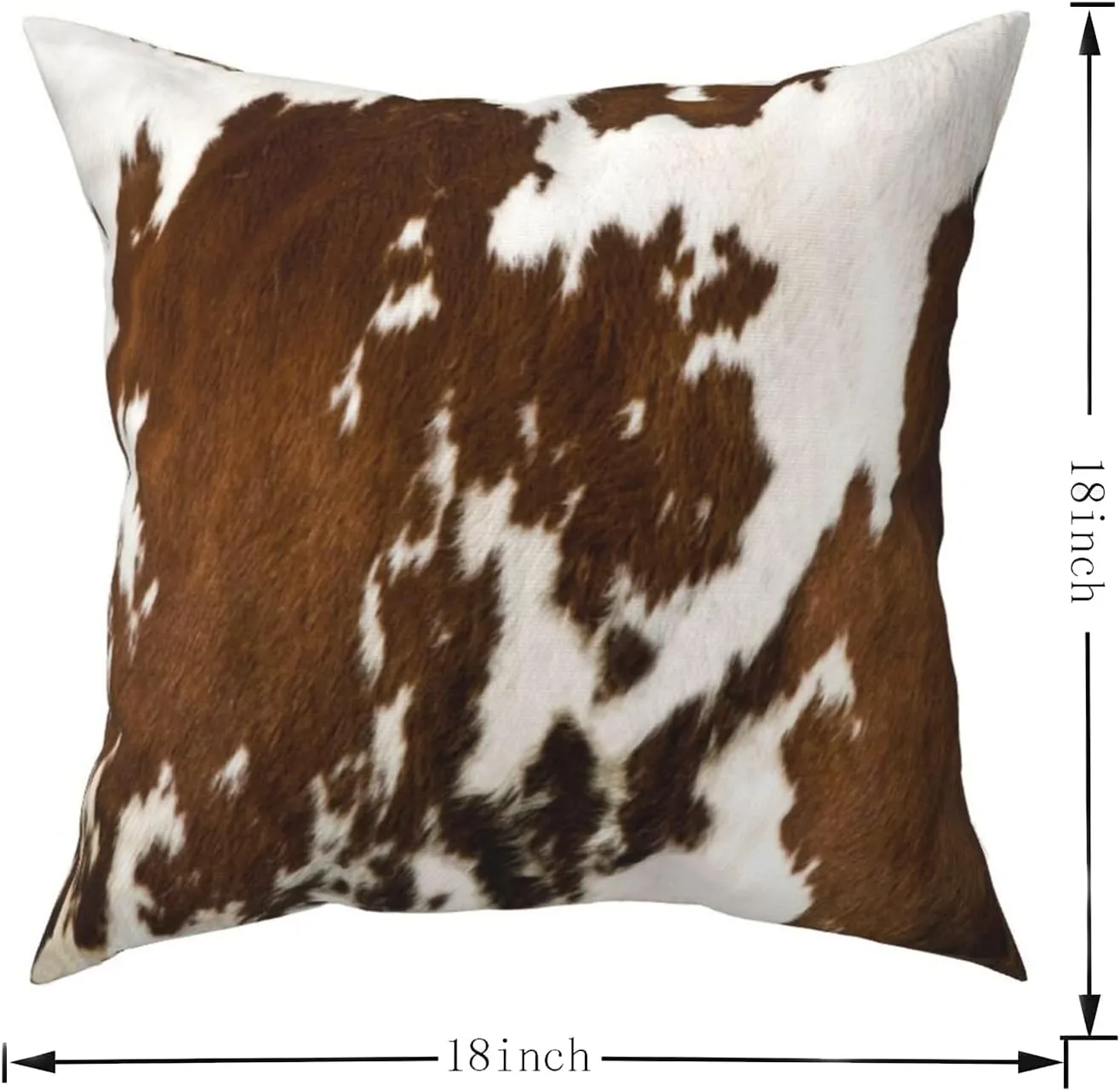 Western Cow Print Throw Pillows Cover Set of 2 Brown Faux Fur Cowhide Decorative Pillow Covers 18x18 Inch Farmhouse Animal Print Square Pillowcase for Outdoor Couch Sofa Bed Room Decor