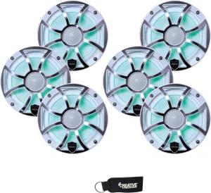 Wet Sounds - Three Pairs of REVO 6-XSW-SS White XS/Stainless Overlay Grill 6.5 Inch Marine LED Coaxial Speakers