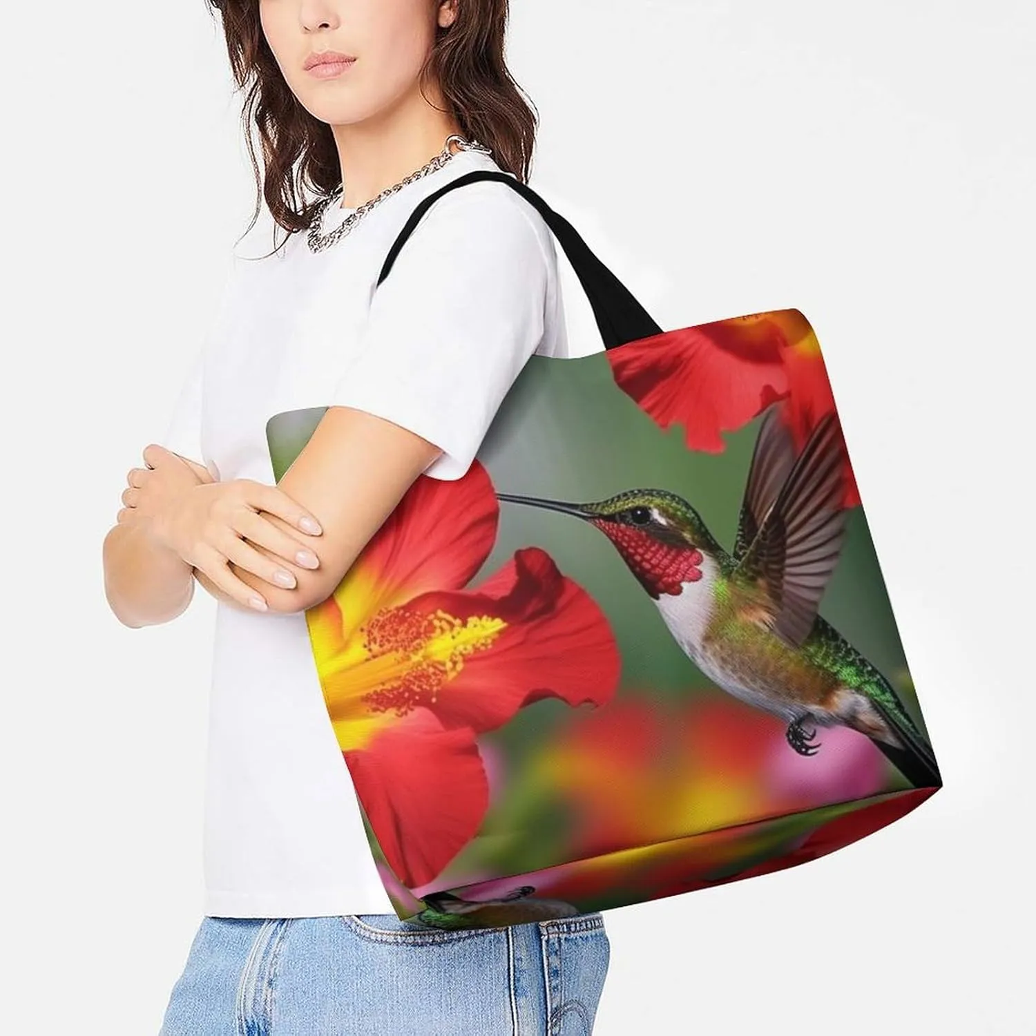 White Head Eagle Tote Bag for Women Reusable Grocery Shoulder Bags Shopping Bag for Travel, Groceries