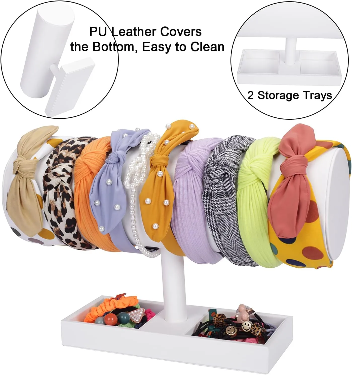 White Leather Headband Holder Organizer Storage Headband Stand Display Baby Headband Organizer for Girls Women