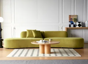WILLIAMSPACE 132" Oversize Curved Sofa Couch for Living Room, Modern Luxury Upholstered Cloud Sofa Curved Couch with Half Moon Design, Velvet 6 Seater Sofa for Apartment, No Assembly, Olive Green