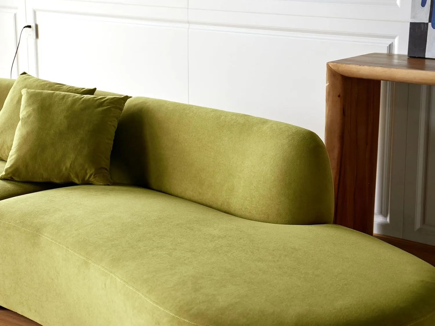 WILLIAMSPACE 132" Oversize Curved Sofa Couch for Living Room, Modern Luxury Upholstered Cloud Sofa Curved Couch with Half Moon Design, Velvet 6 Seater Sofa for Apartment, No Assembly, Olive Green
