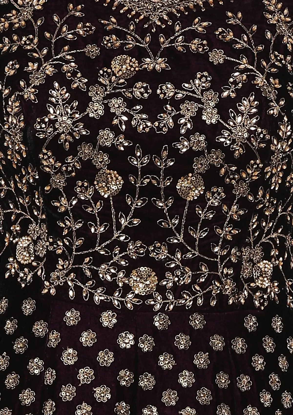 Wine Embellished Velvet Designer Gown